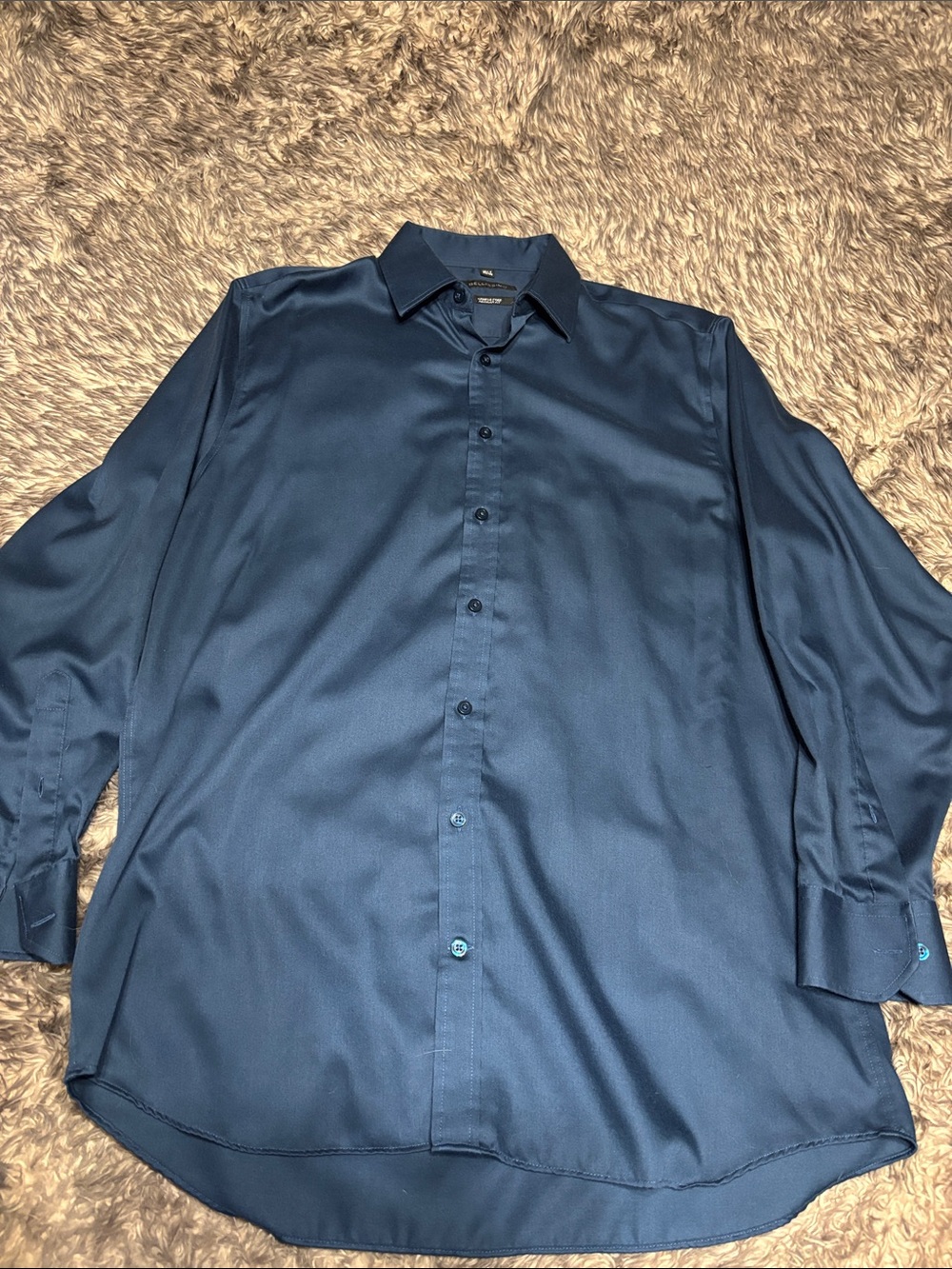 Bellissimo Men's Sapphire Blue Long-Sleeve Dress Shirt with Point Collar